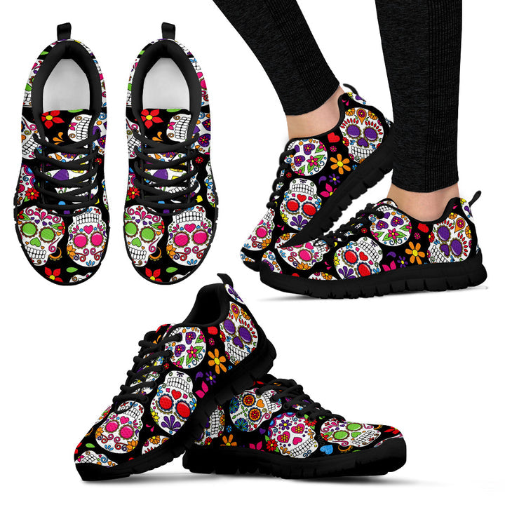 Sugar skull Day of the dead Women's Sports Shoes, Dia de los muertos skull skeleton shoes sneakers