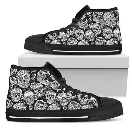 Black Sugar skull high top shoes