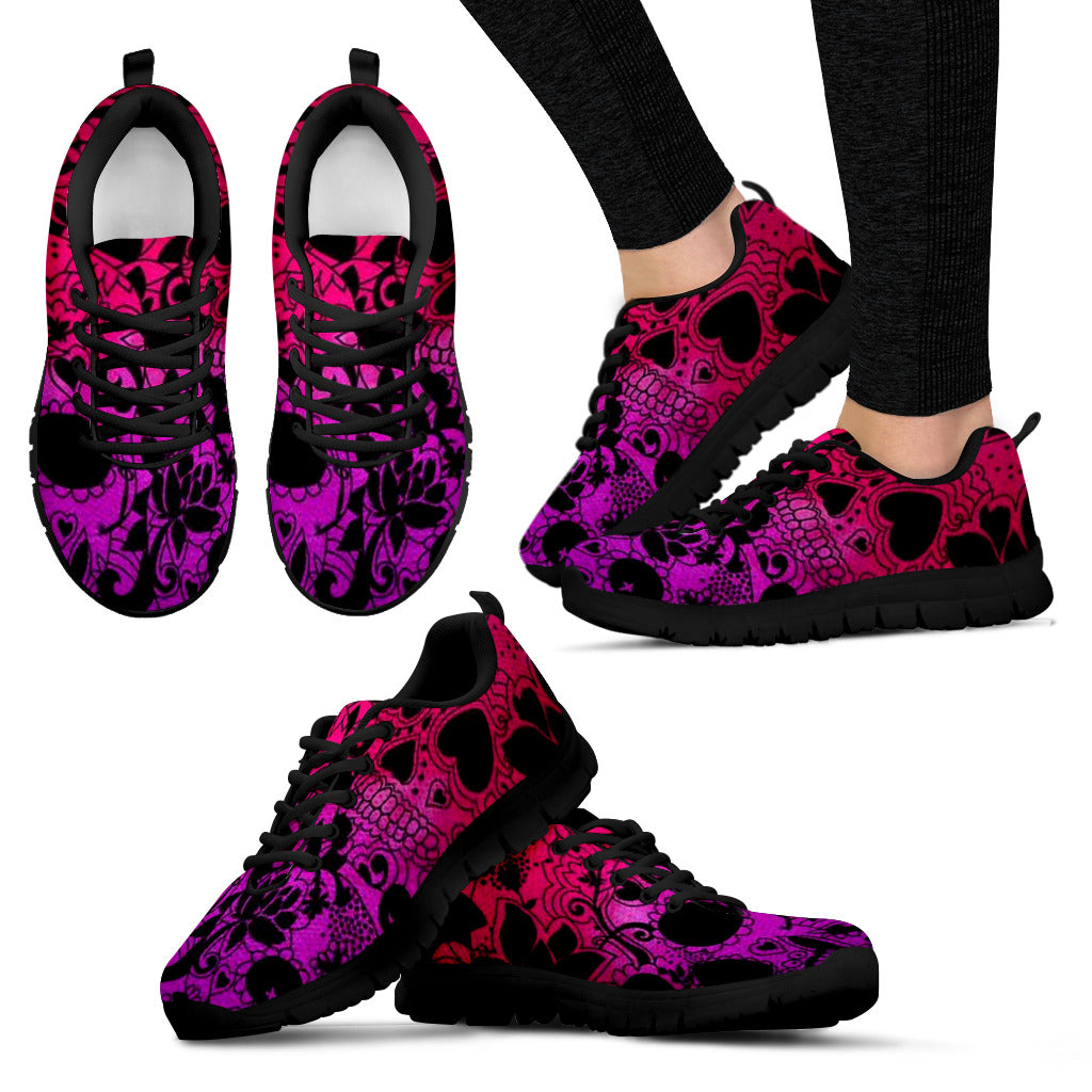 Red/Pink Sugar Skull Sneakers