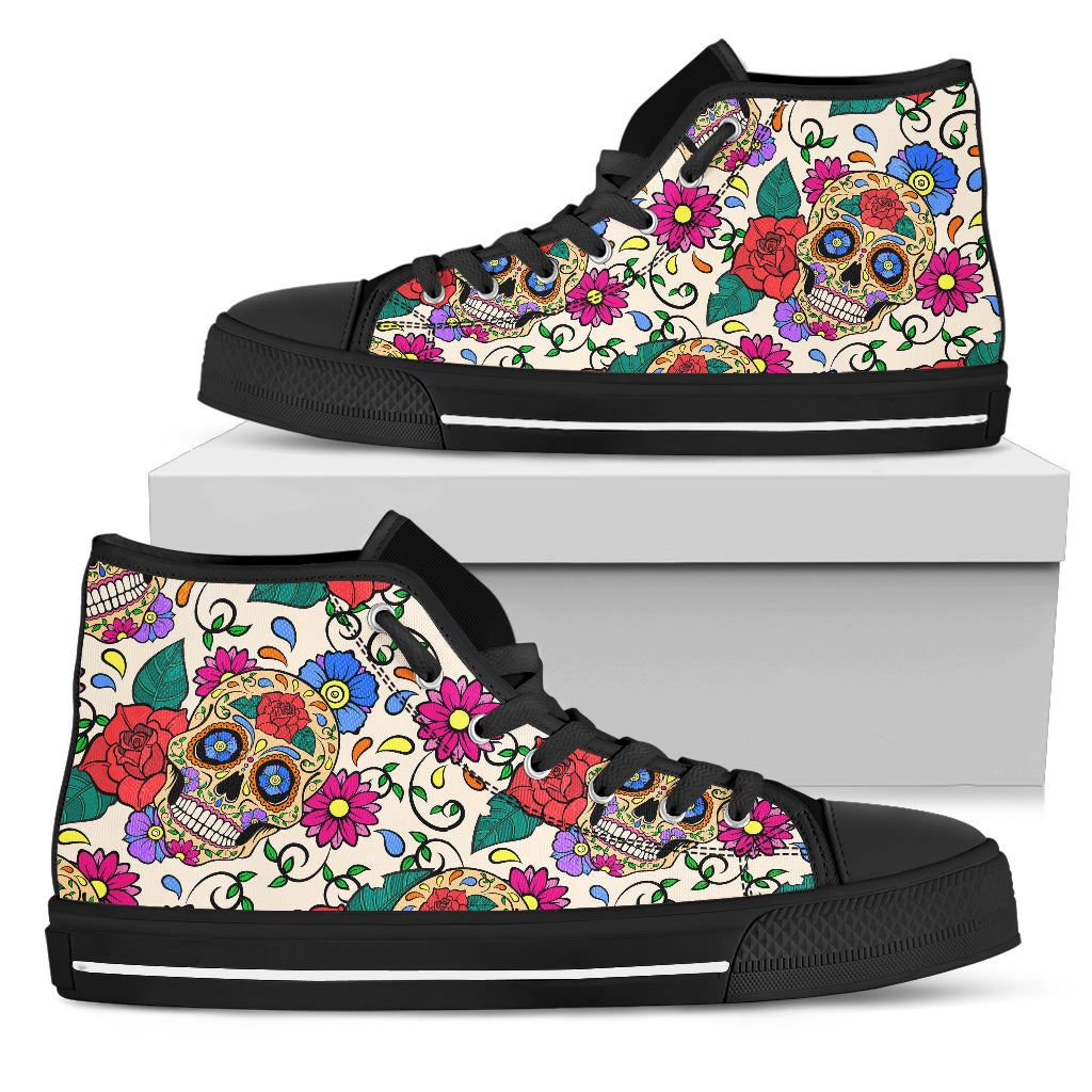 Women's Hight Top Shoes - Sugar skulls