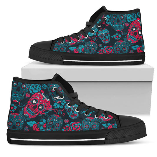 Black Sugar skull high top shoes