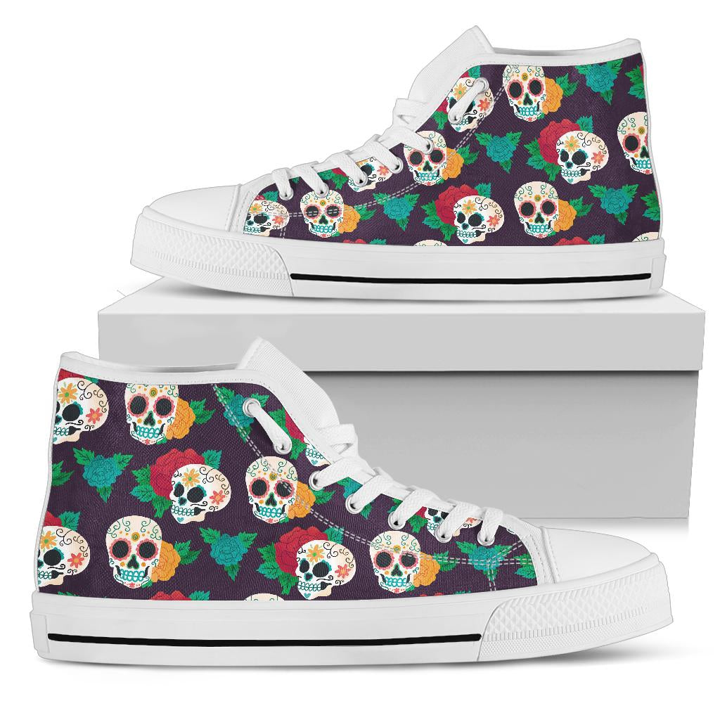 Black Sugar skull high top shoes
