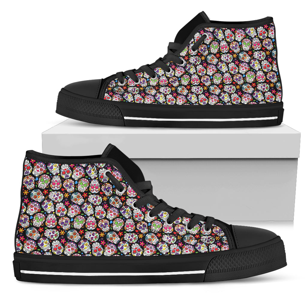 Sugar skull women's high top shoes