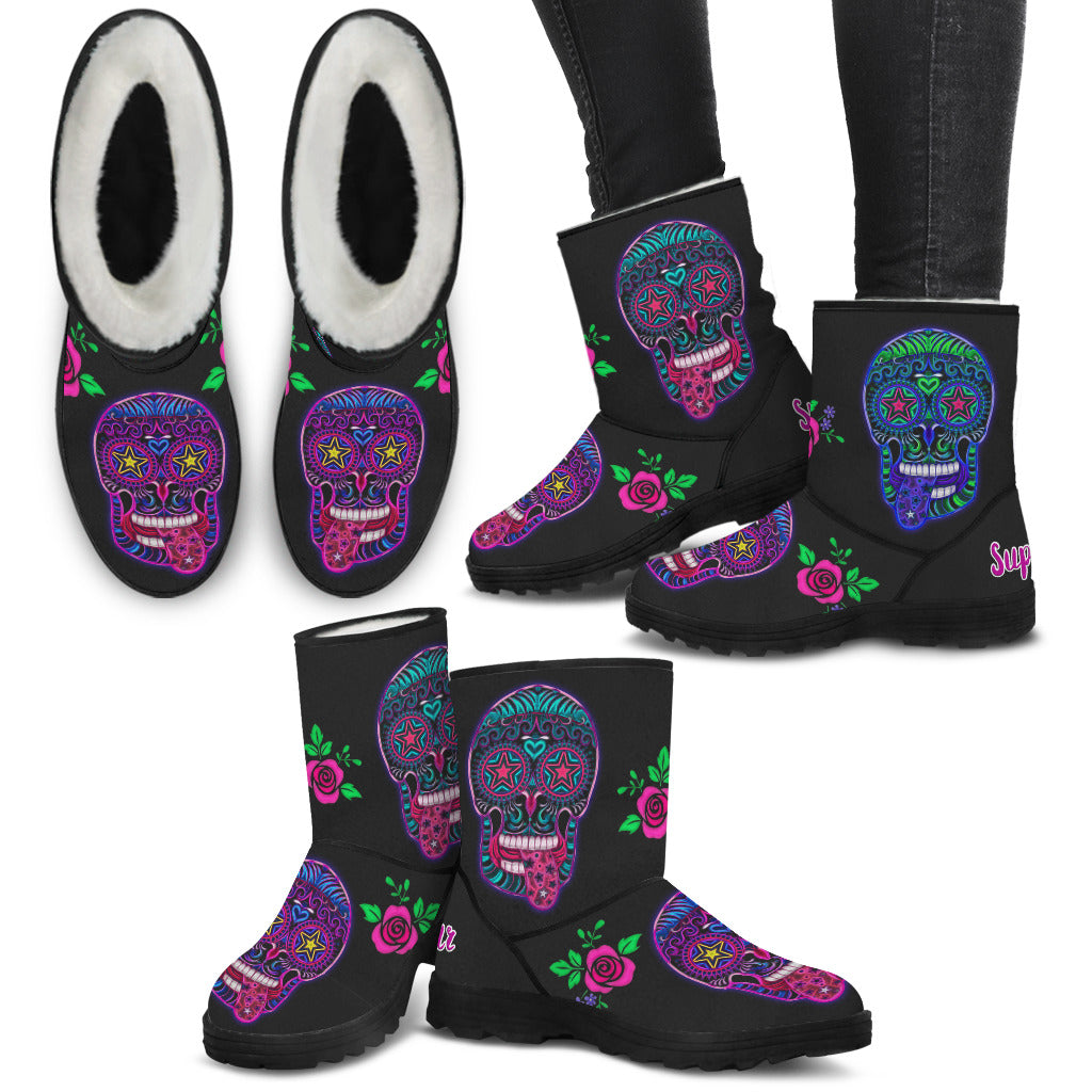 Sugar Skull Superstar Faux Fur Boots