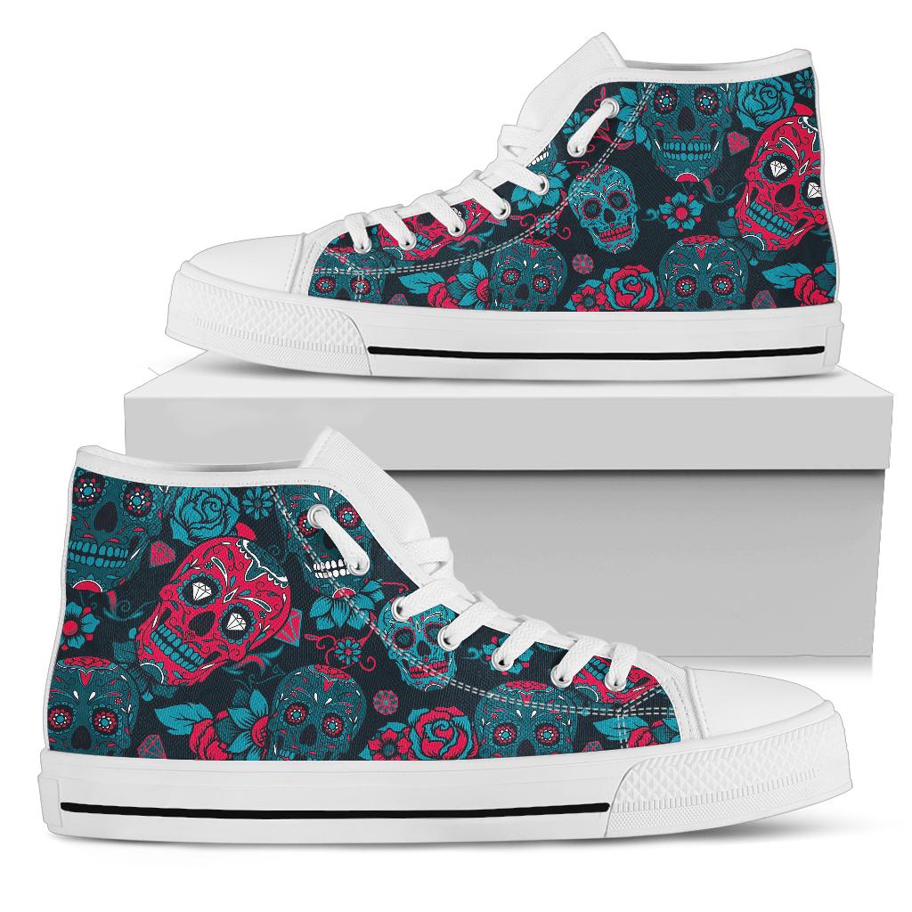Black Sugar skull high top shoes