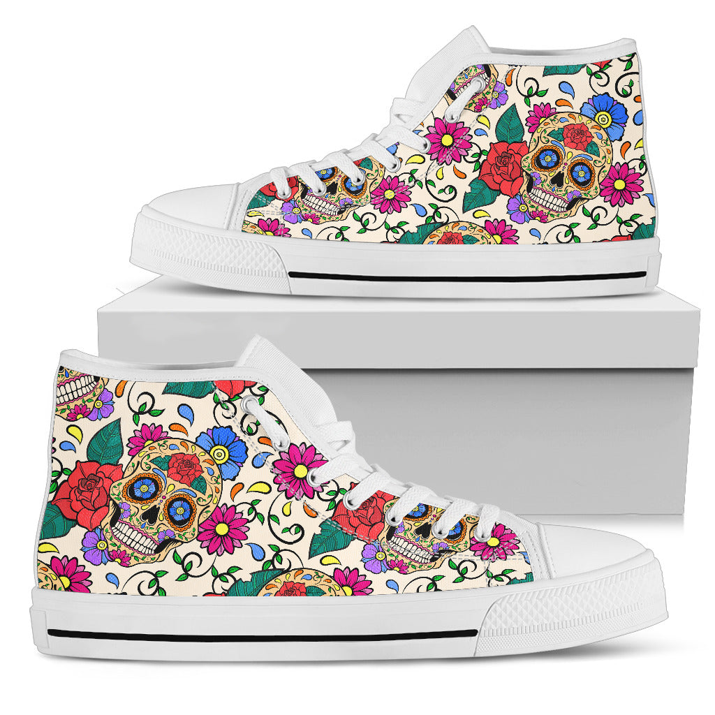 Women's Hight Top Shoes - Sugar skulls