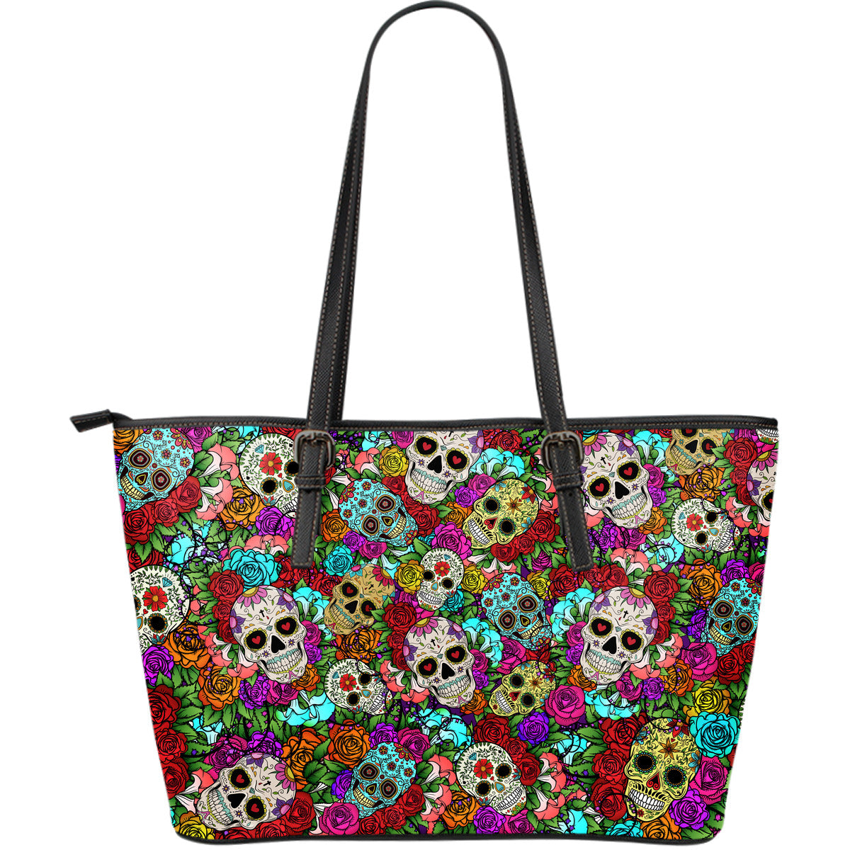 Sugar Skull Leather Tote Bag