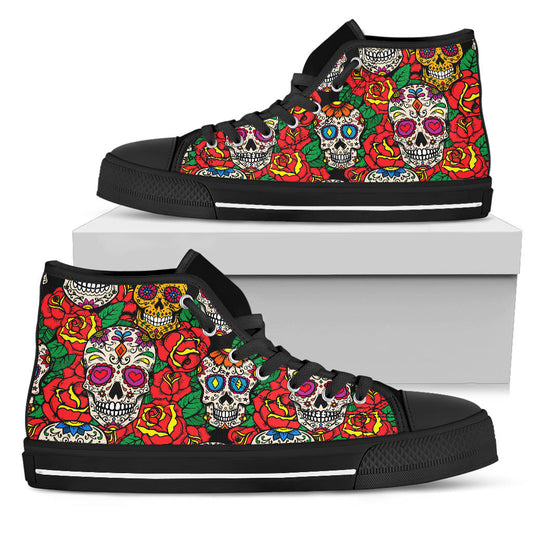 Black Sugar skull high top shoes