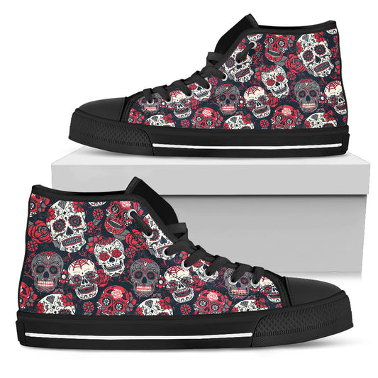 Black Sugar skull high top shoes