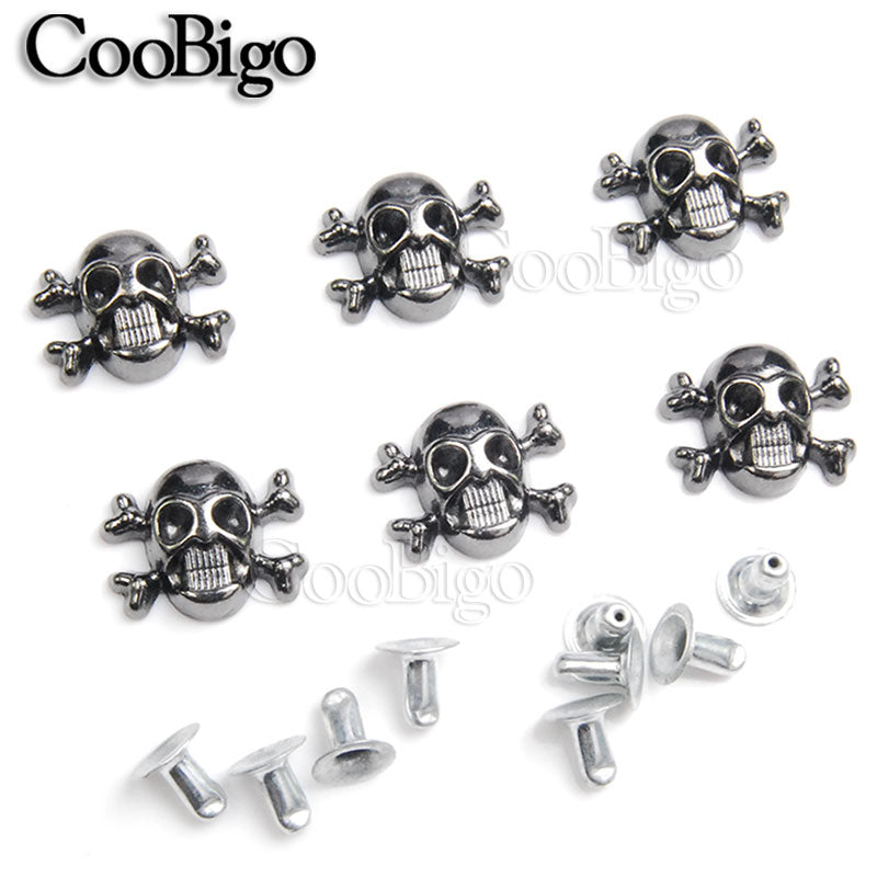 100pcs 12x14.5mm Skull Cross Bone Rivet Studs Spikes Punk DIY Leather Craft for Apparel Clothing Shoe Bag Parts Accessories