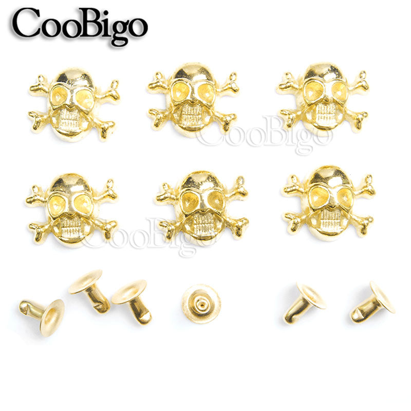 100pcs 12x14.5mm Skull Cross Bone Rivet Studs Spikes Punk DIY Leather Craft for Apparel Clothing Shoe Bag Parts Accessories