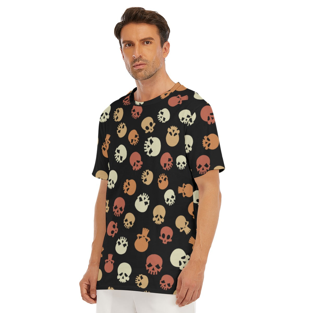 Halloween Skull Ghost Men's O-Neck T-Shirt | 190GSM Cotton Evil