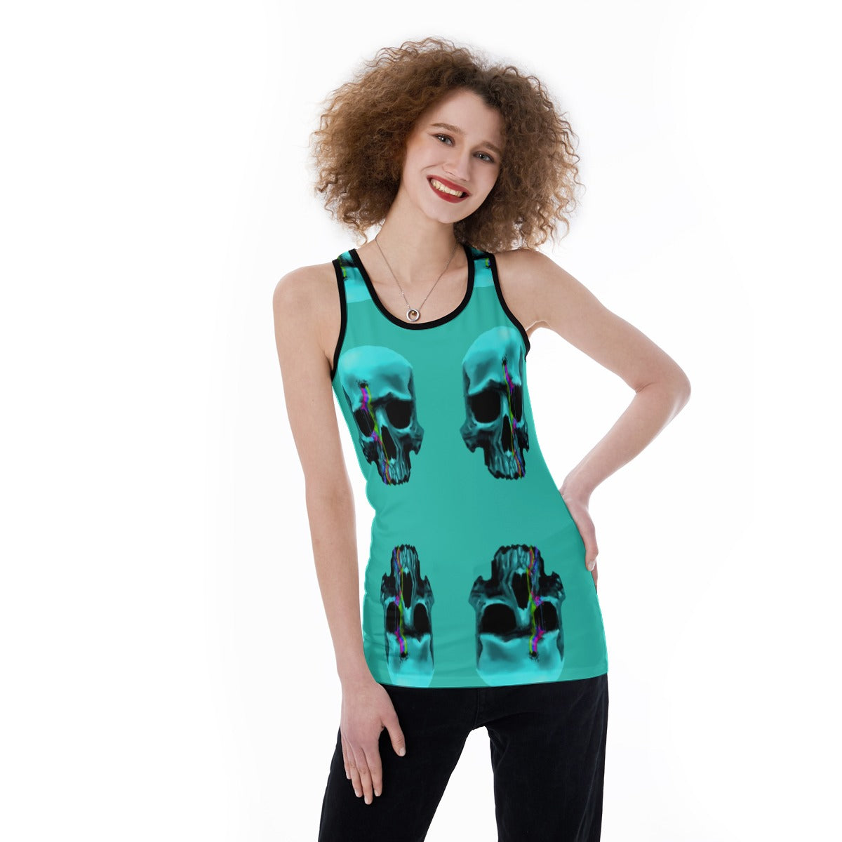 Halloween Calavera Women's Back Hollow Tank Top Horror Grim reaper