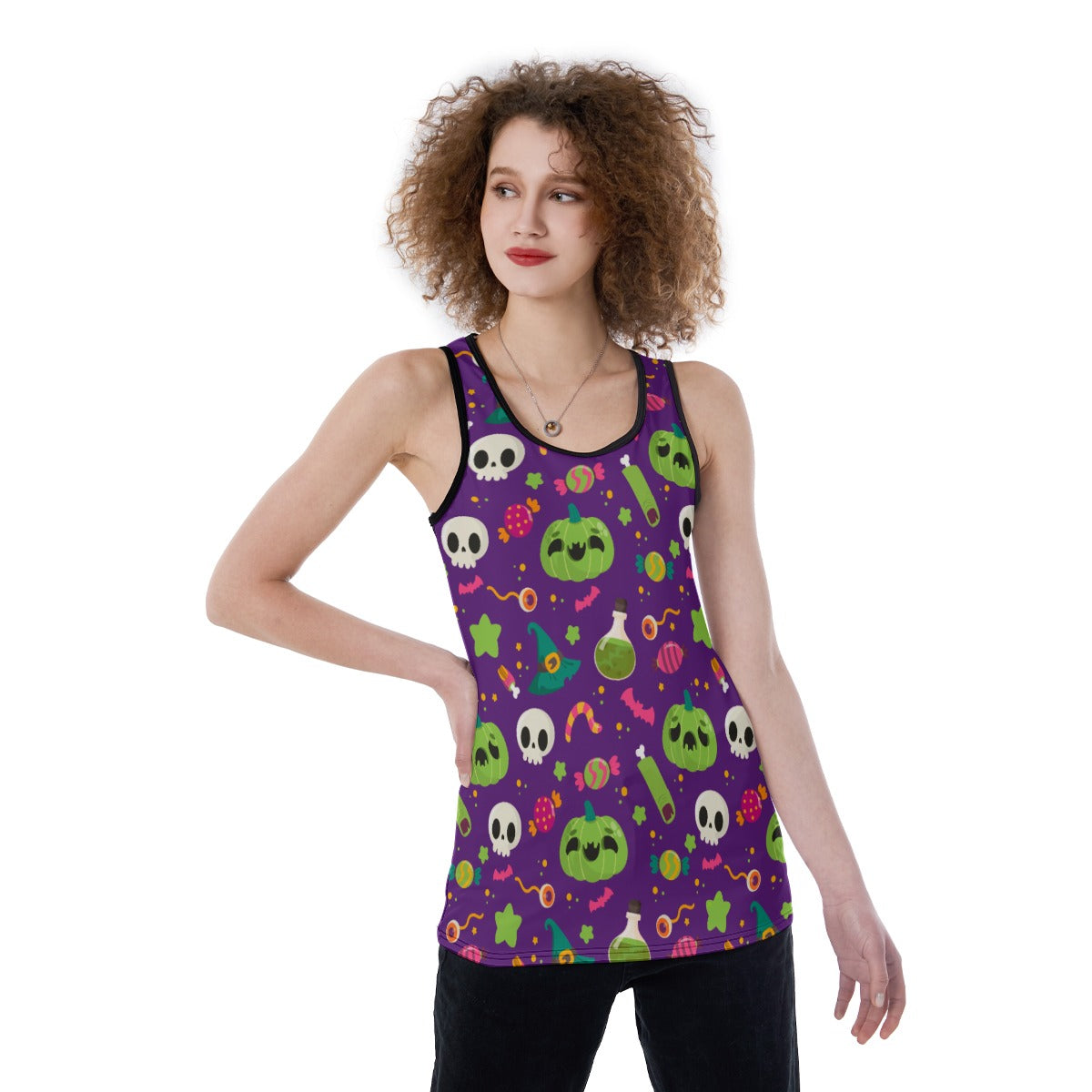 Halloween Day of the dead Skeleton Evil Women's Back Hollow Tank Top