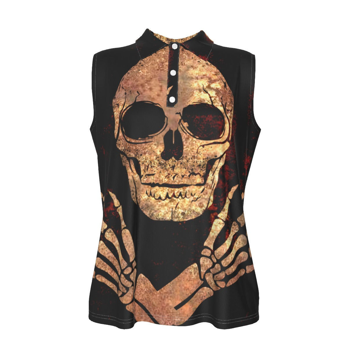 Halloween Mexican skull  Women's Sleeveless POLO Shirt Ghost Evil