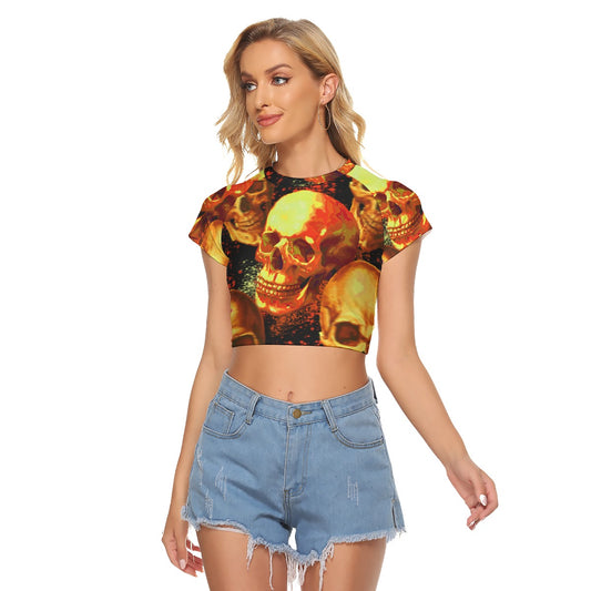 Halloween Calavera Evil Horror Women's Raglan Cropped T-shirt