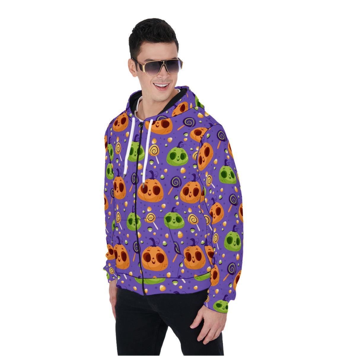 Halloween Mexican skull Gothic Grim reaper Zip Up Hoodie With Pocket