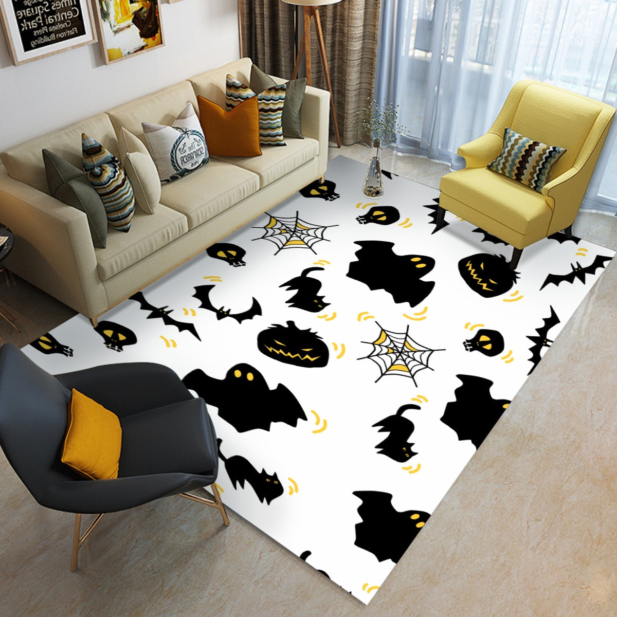Halloween Day of the dead Gothic Foldable Rectangular Floor Mat