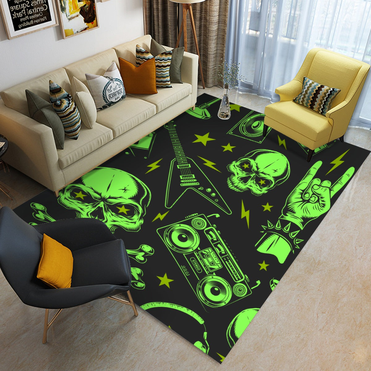 Halloween Mexican skull Foldable Rectangular Floor Mat