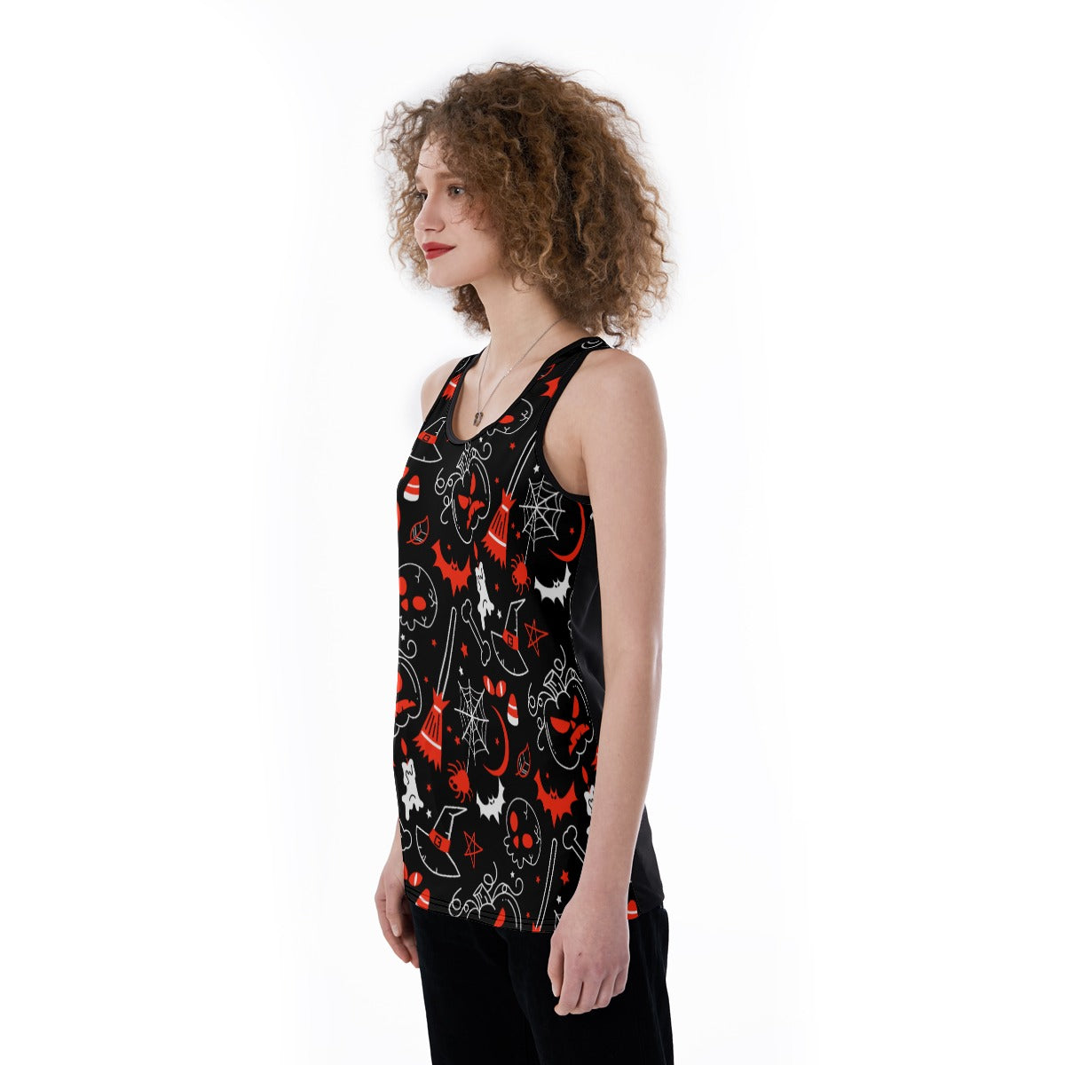 Halloween Skull Day of the dead Women's Back Hollow Tank Top Horror