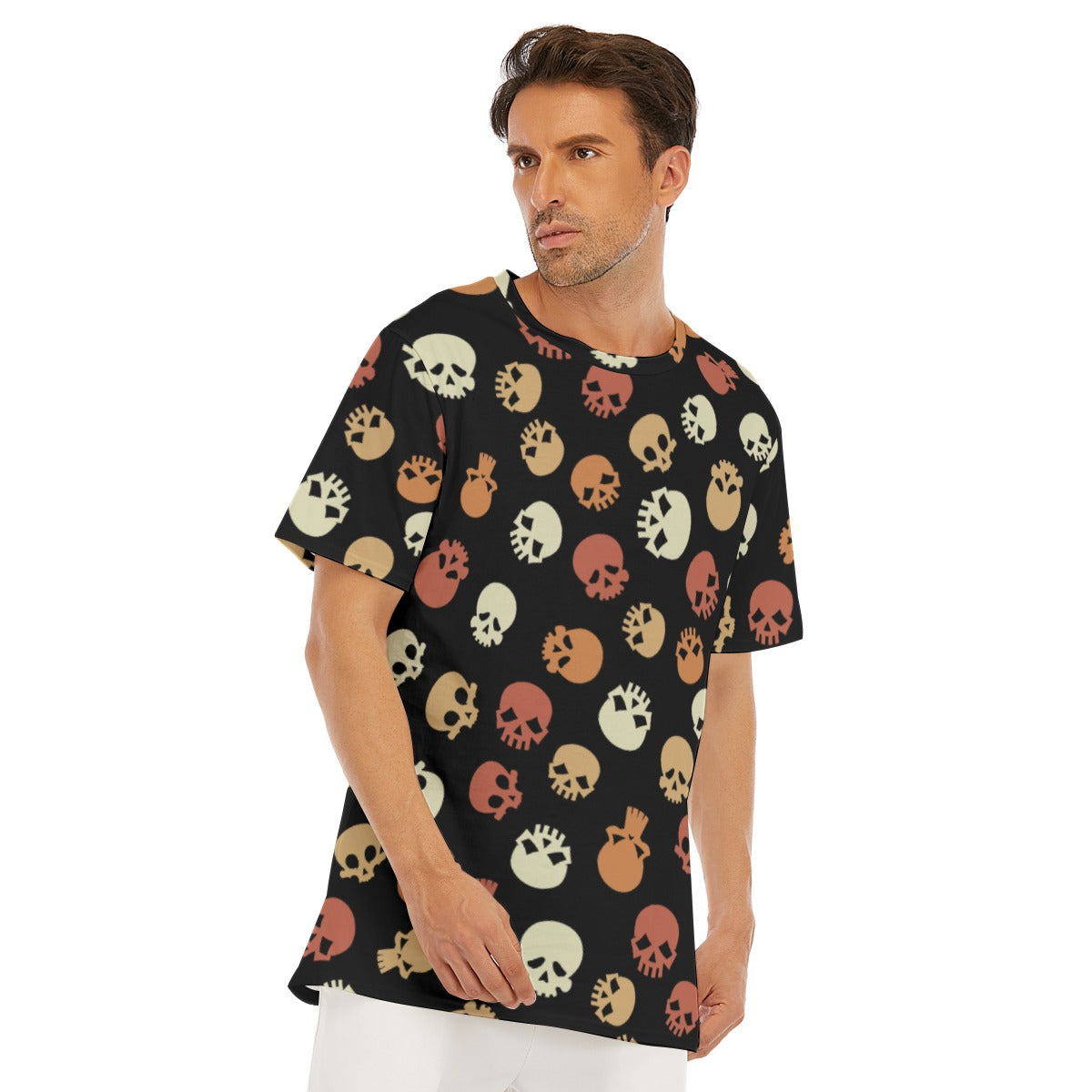 Halloween Skull Ghost Men's O-Neck T-Shirt | 190GSM Cotton Evil