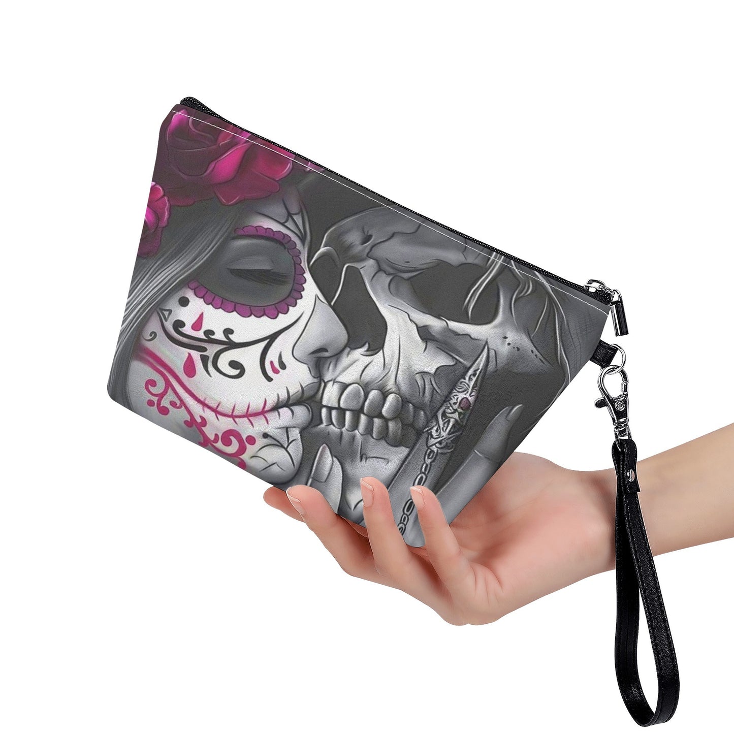 Mexican skull purse, calaveras skull cosmetic bag, mexican skull crossbody bag and wallet