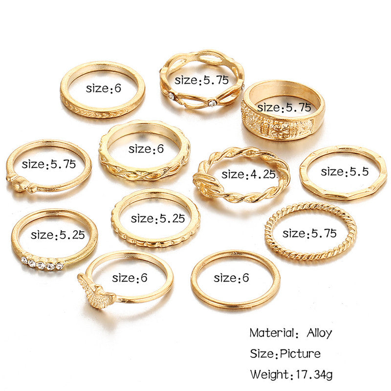 12 PCS/Set New Fashion women Jewelry Brand Designer Elegant New Imitation ring for women punk Ring Accessories Wholesale