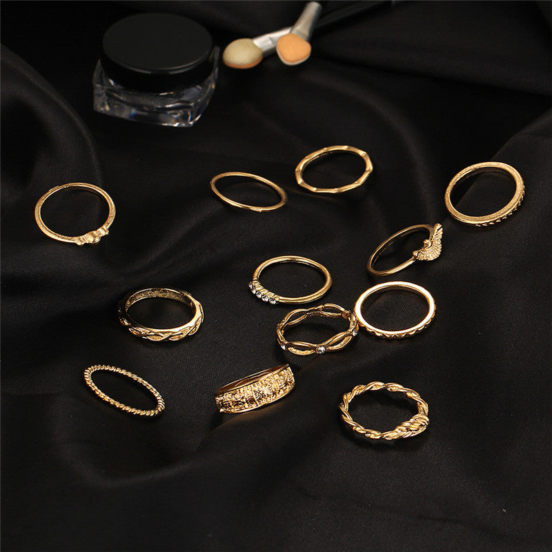 12 PCS/Set New Fashion women Jewelry Brand Designer Elegant New Imitation ring for women punk Ring Accessories Wholesale