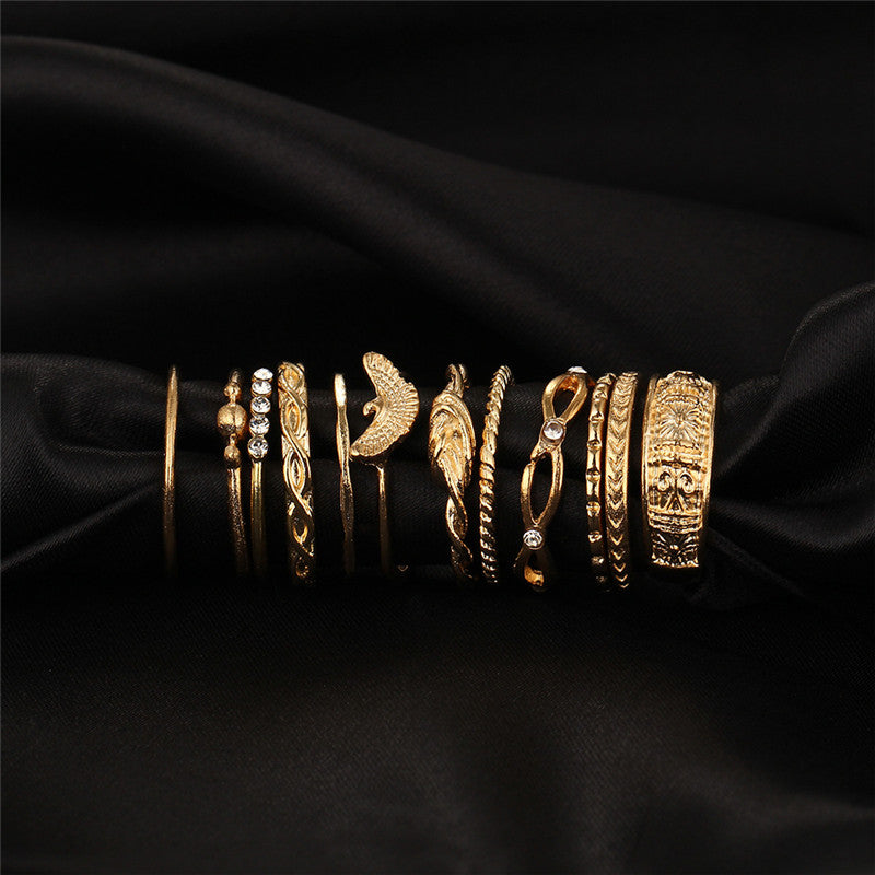 12 PCS/Set New Fashion women Jewelry Brand Designer Elegant New Imitation ring for women punk Ring Accessories Wholesale