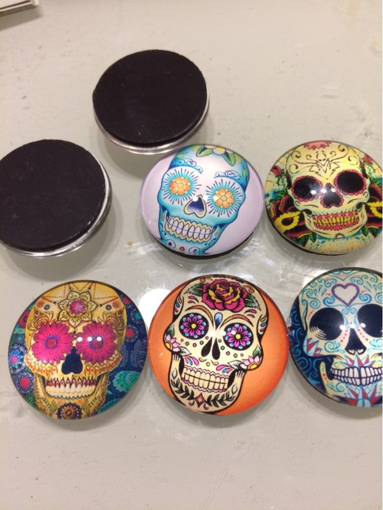 12 PCS Sugar Skull decorative refrigerator magnets Wall Sticker Glass fridge magnet