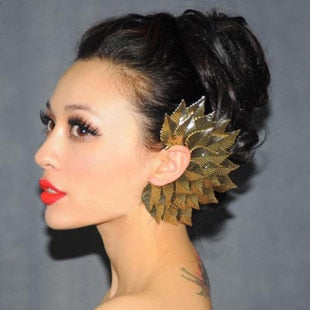 12pcs(not pair) Fashion Big fairy Muti Leaves ear hook earrings PUNK no pierced Big Leaf Ear Clip Ear Cuff