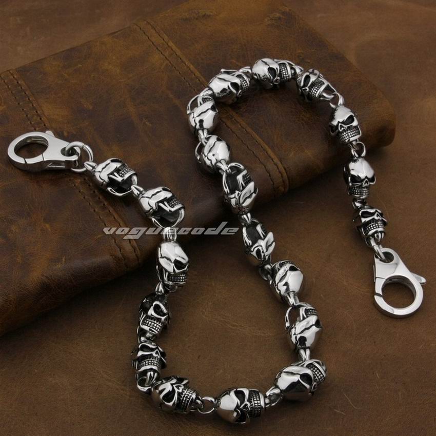 Stainless Steel Skull Mens Biker Rocker Punk Wallet Chain 5L018WC