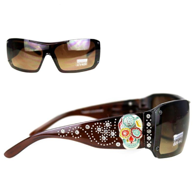 Montana West Sugar Skull Collection Sunglasses Coffee/Multico