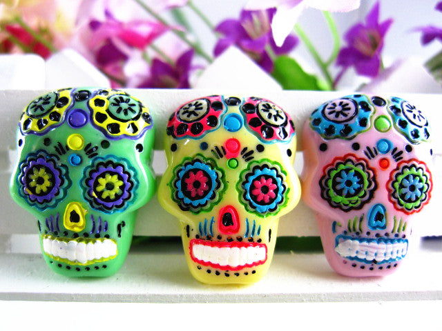 15pcs/lot flat back resin sugar skull DIY resin cabochons accessories about 18*25mm