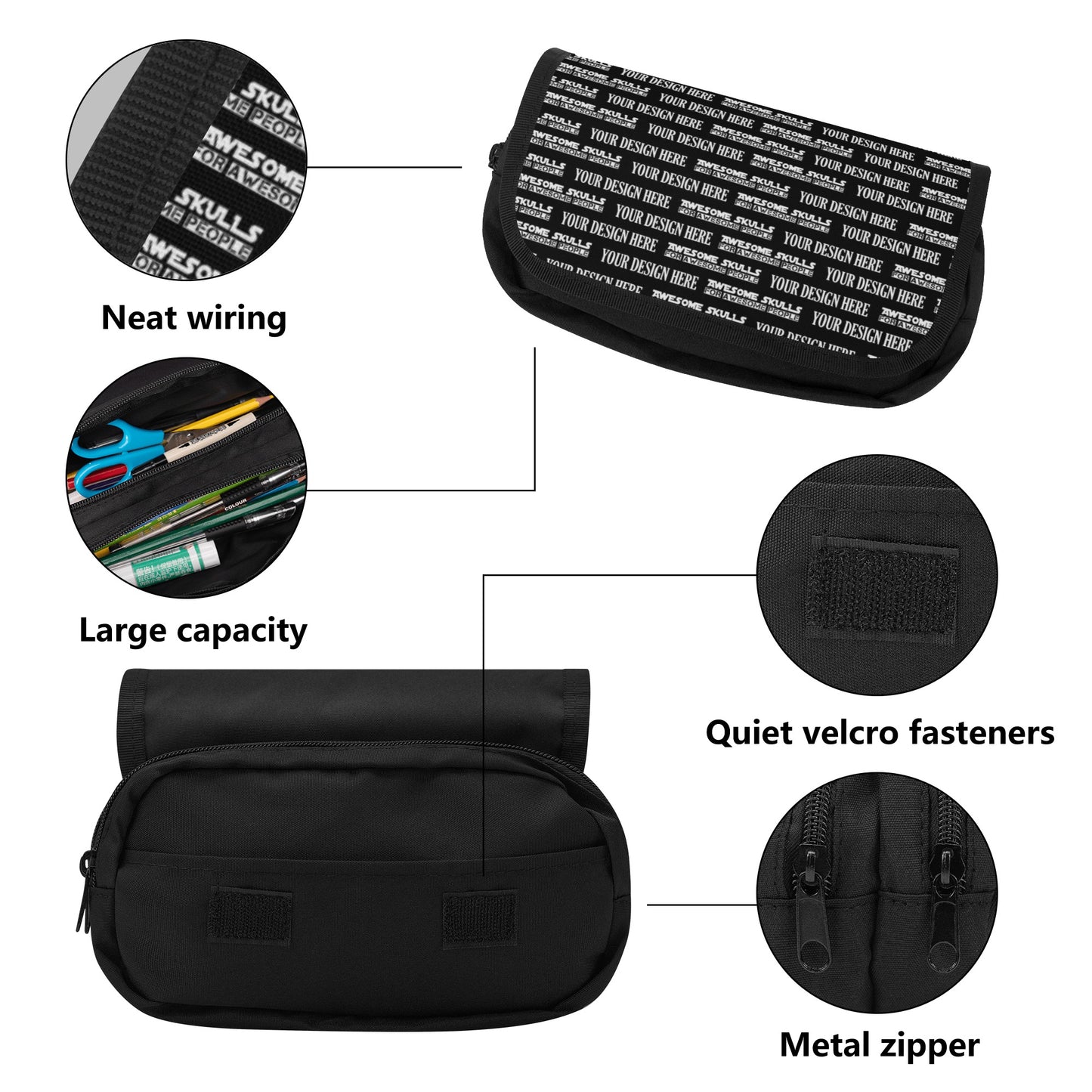 Custom Print on demand POD Double Layer Pencil Cases