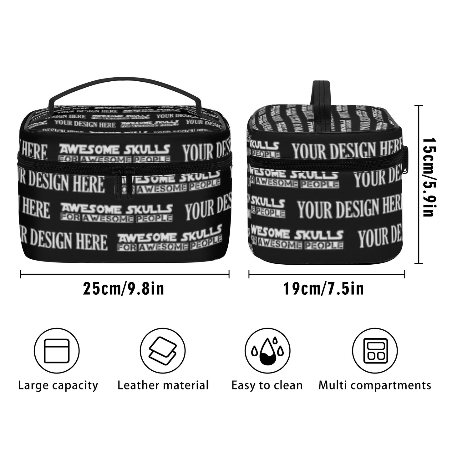 Custom Print on demand POD All Over Printing Leather Cosmetic Bag