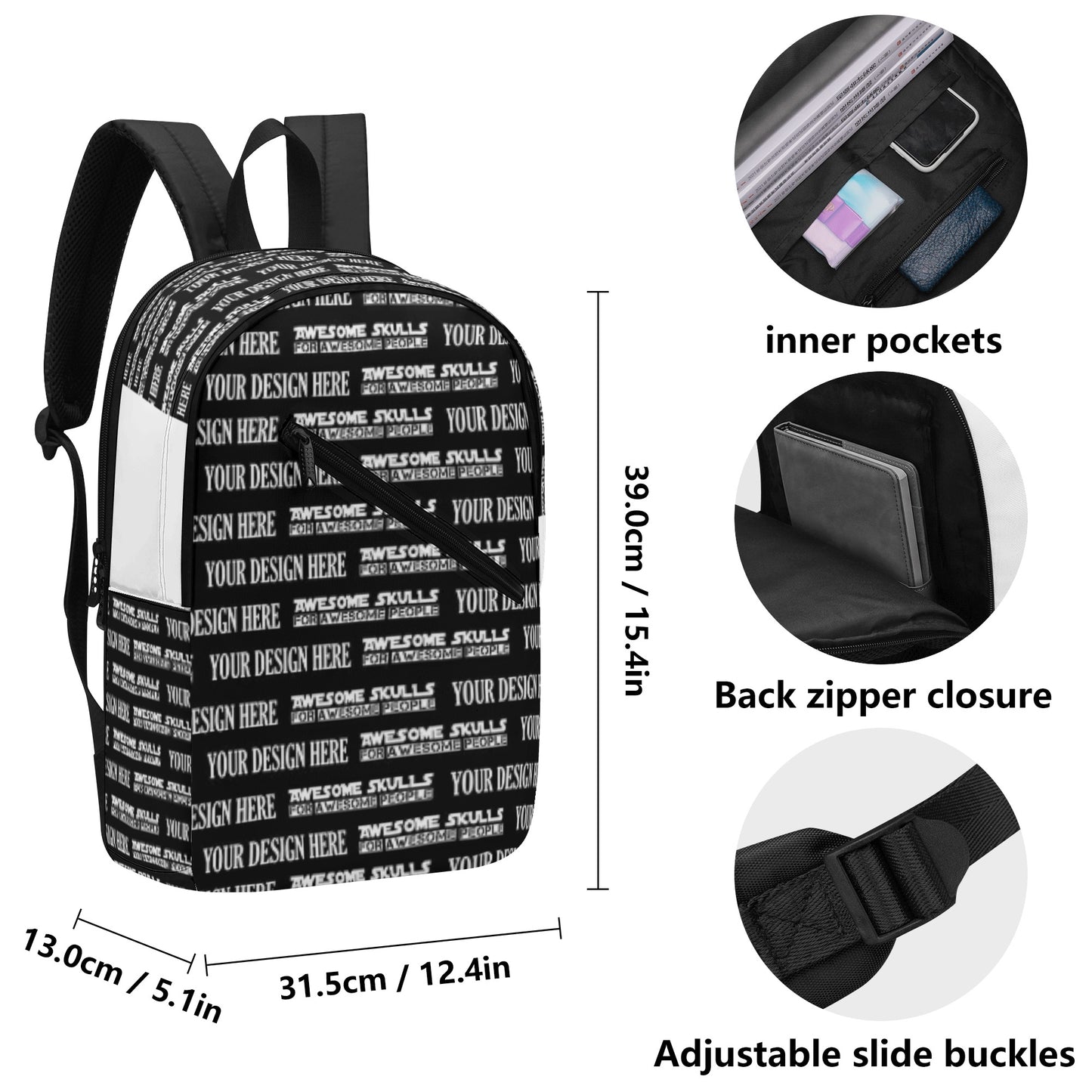 Custom Print on demand POD New Half Printing Laptop Backpack