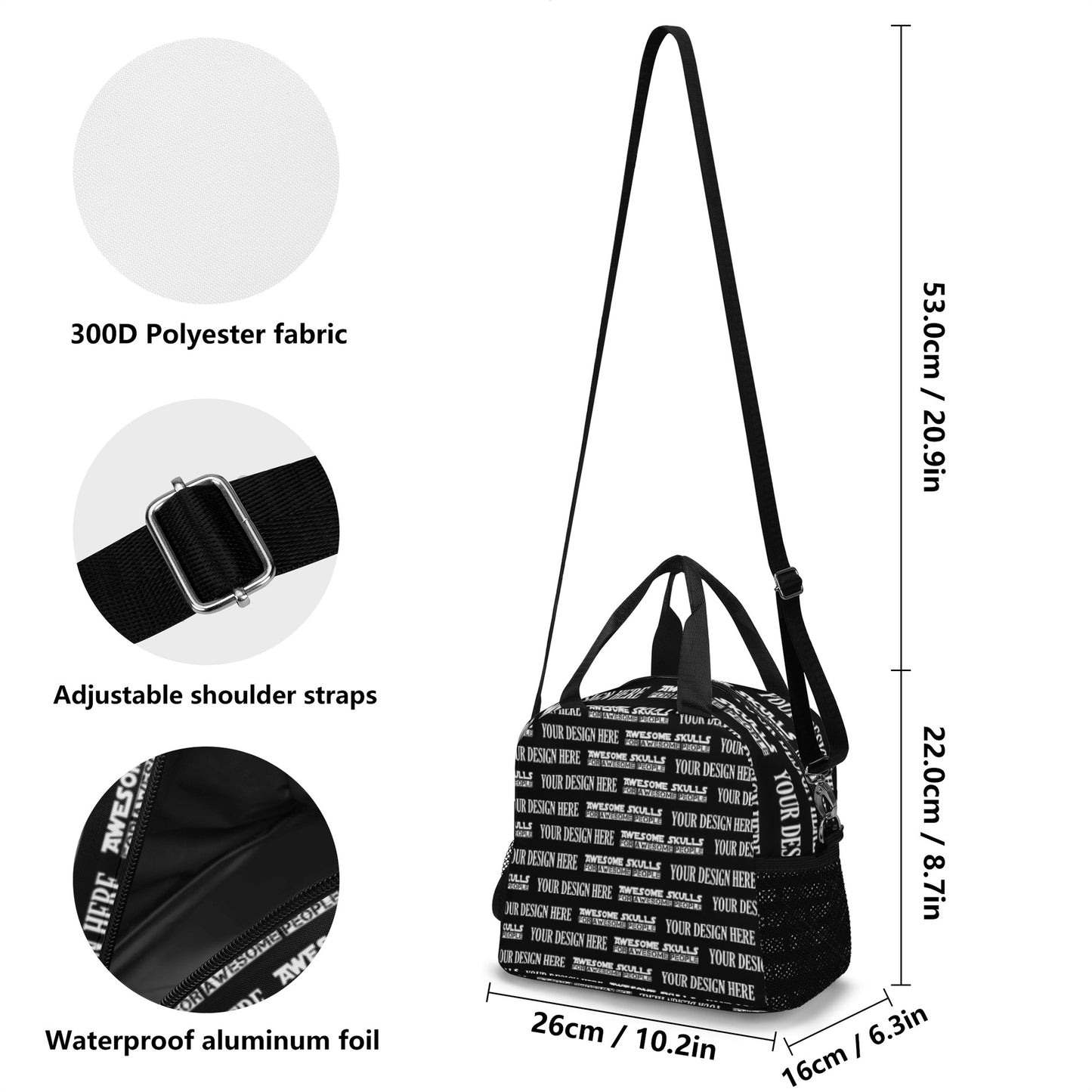 Custom Print on demand POD All Over Printing Lunch Bag