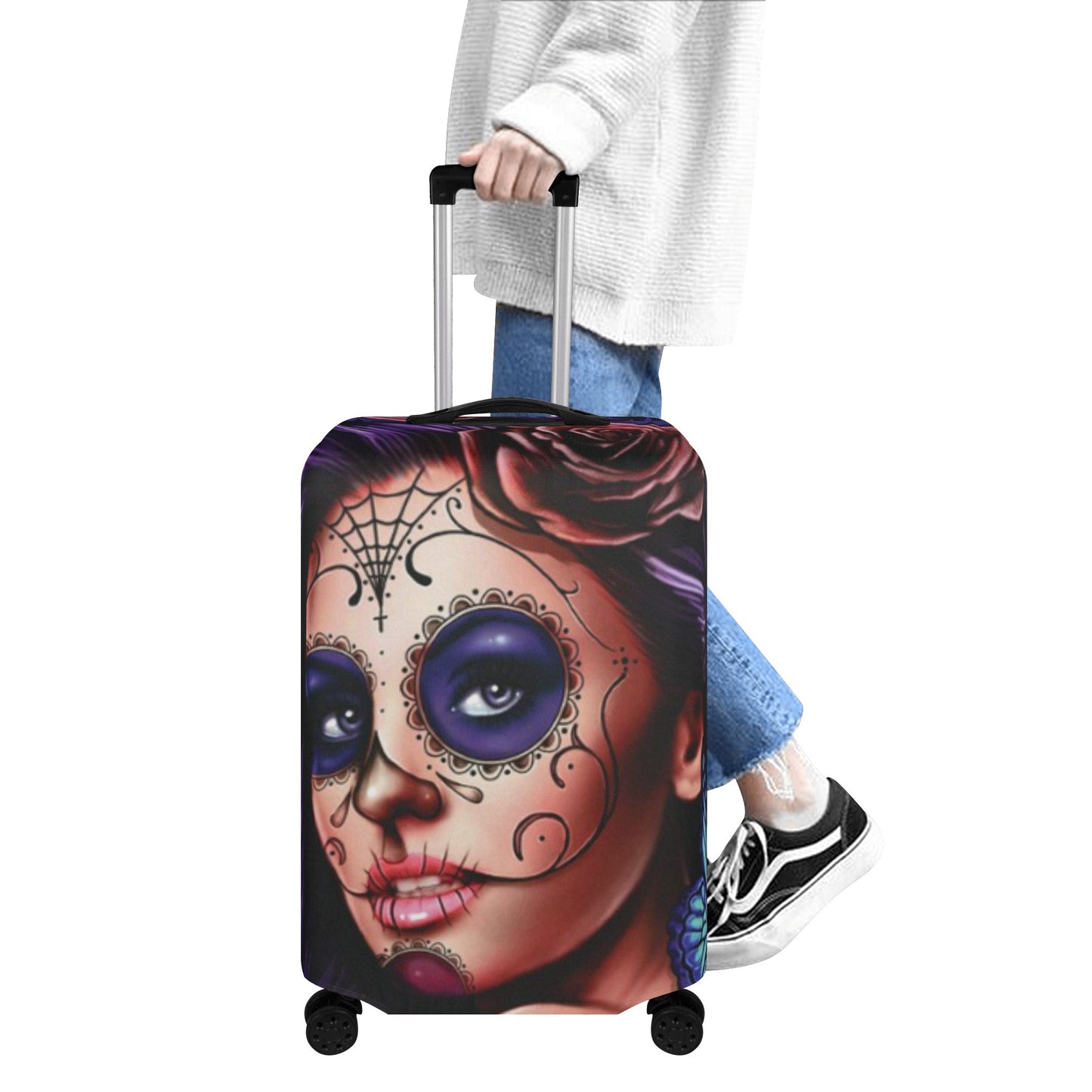Sugar skull beautiful girl luggage suitcase cover set