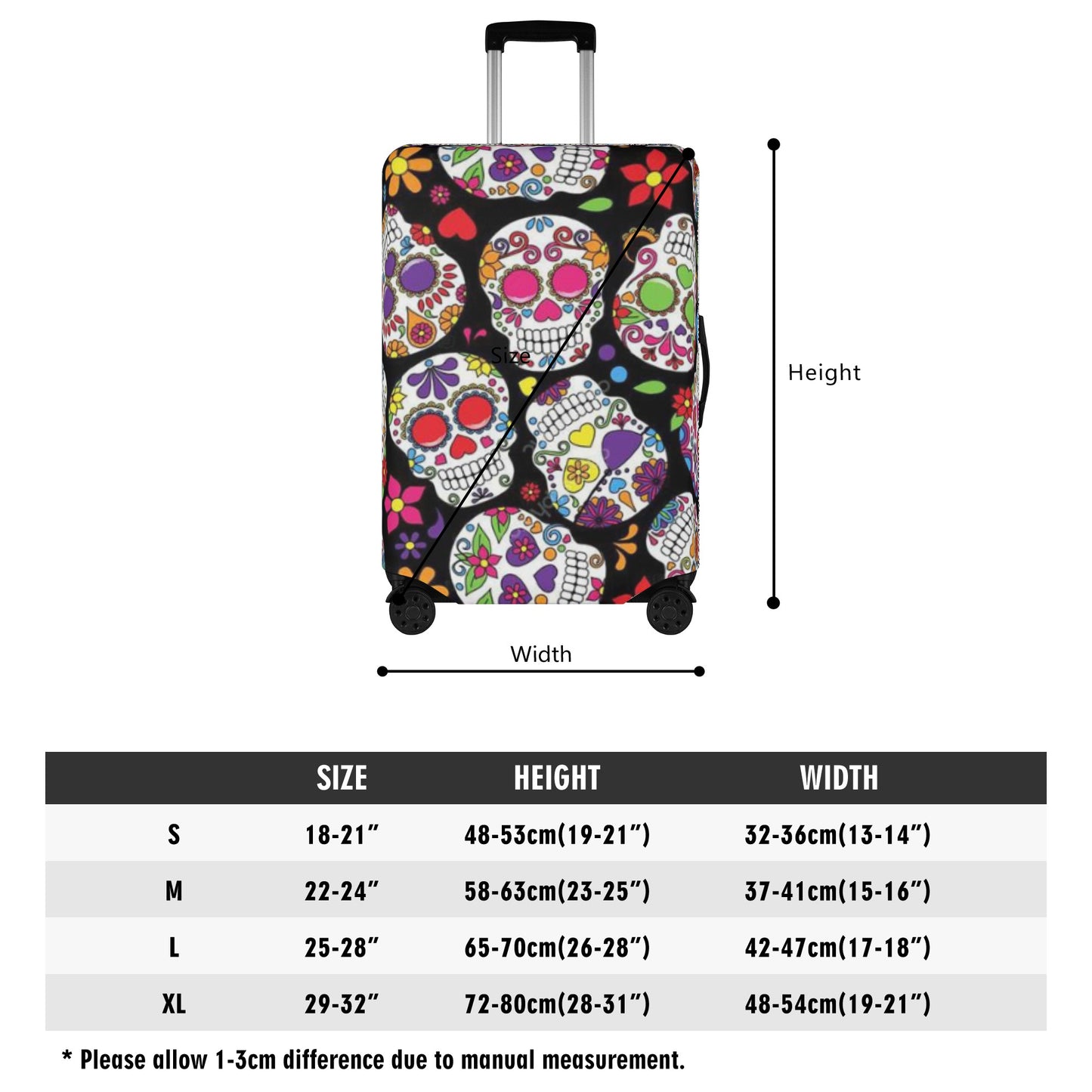 Day of the dead sugar sull luggage cover set, skull suitcase cover