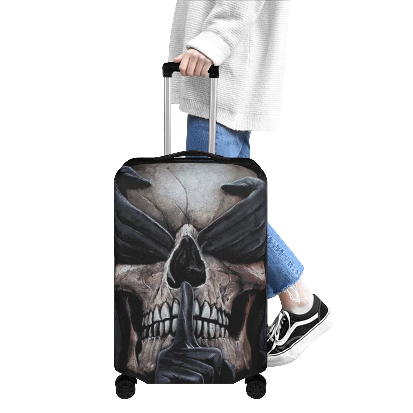 No see no hear no speak evil skeleton Halloween luggage cover set,