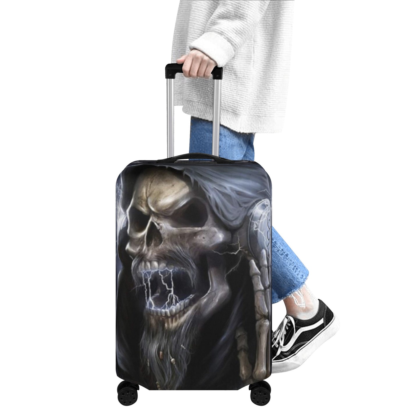 Halloween skull Grim reaper luggage cover, skeleton suitcase cover protector