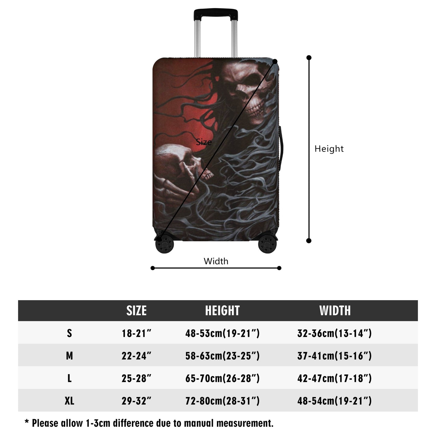 Grim reaper gothic skeleton skull luggage suitcase cover accessories