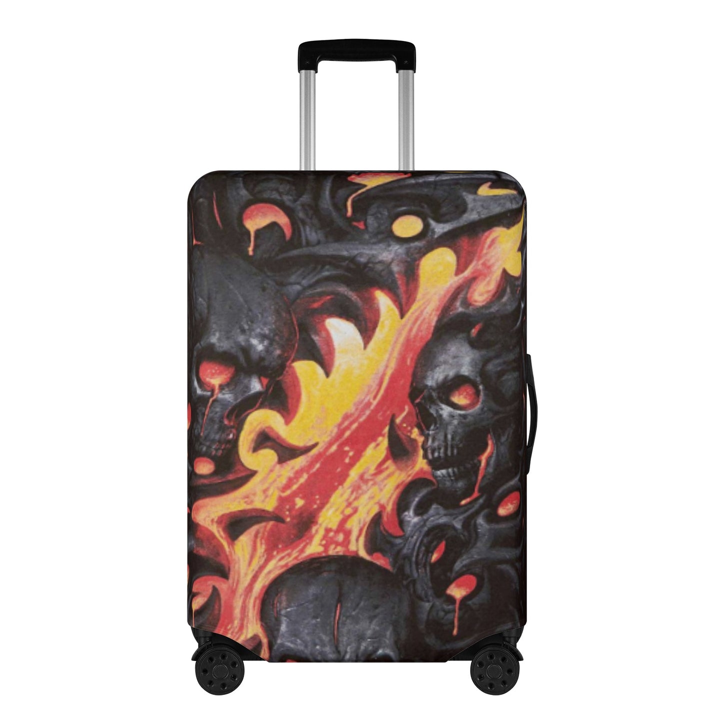 Flaming gothic skull luggage suitcase cover accessories