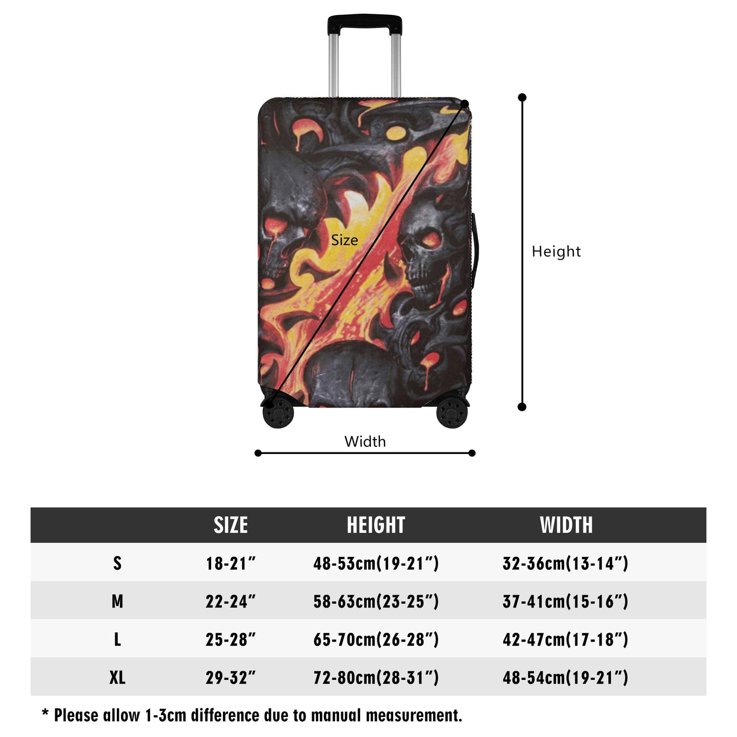 Flaming gothic skull luggage suitcase cover accessories