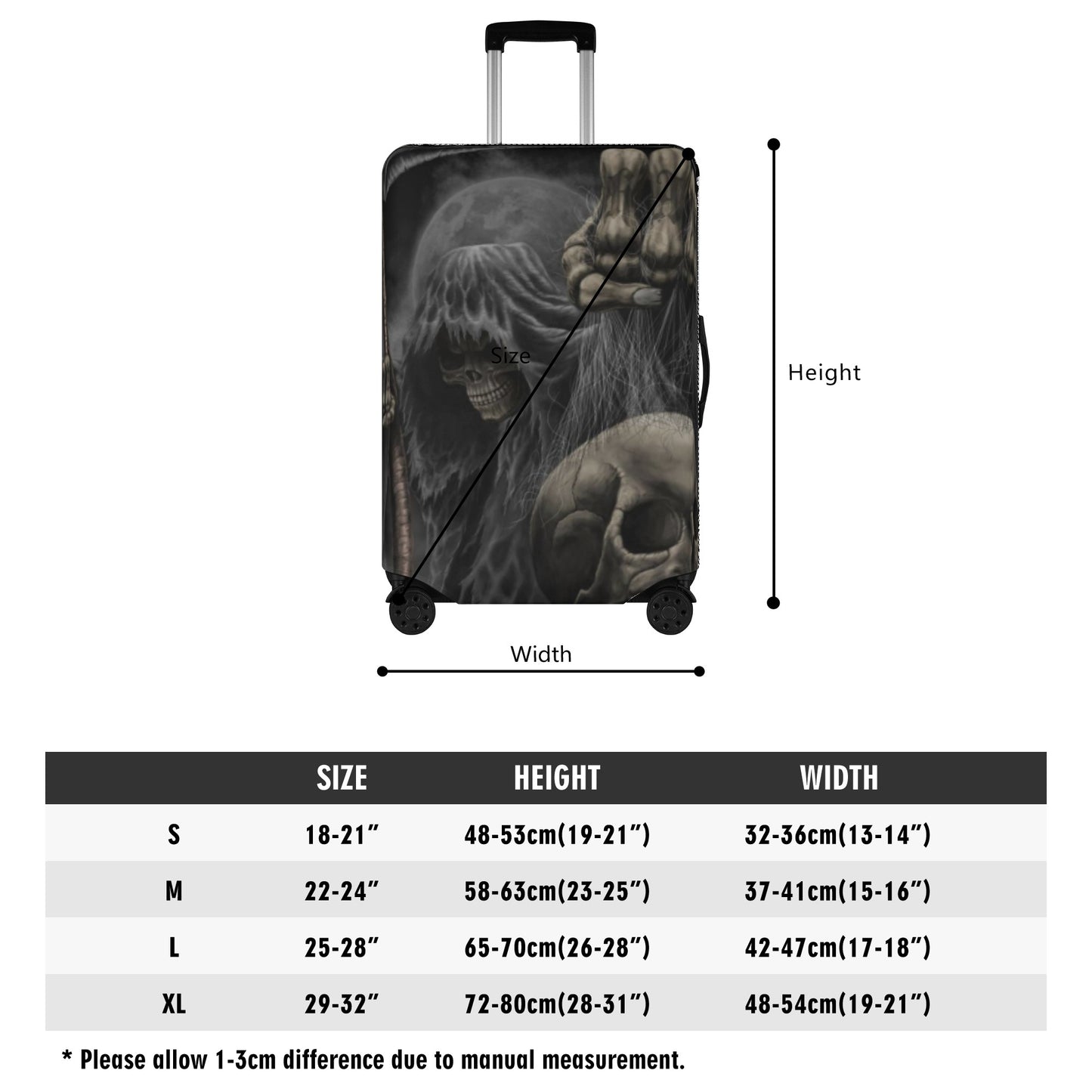 Grim reaper Horror skull lugage suitcase cover set