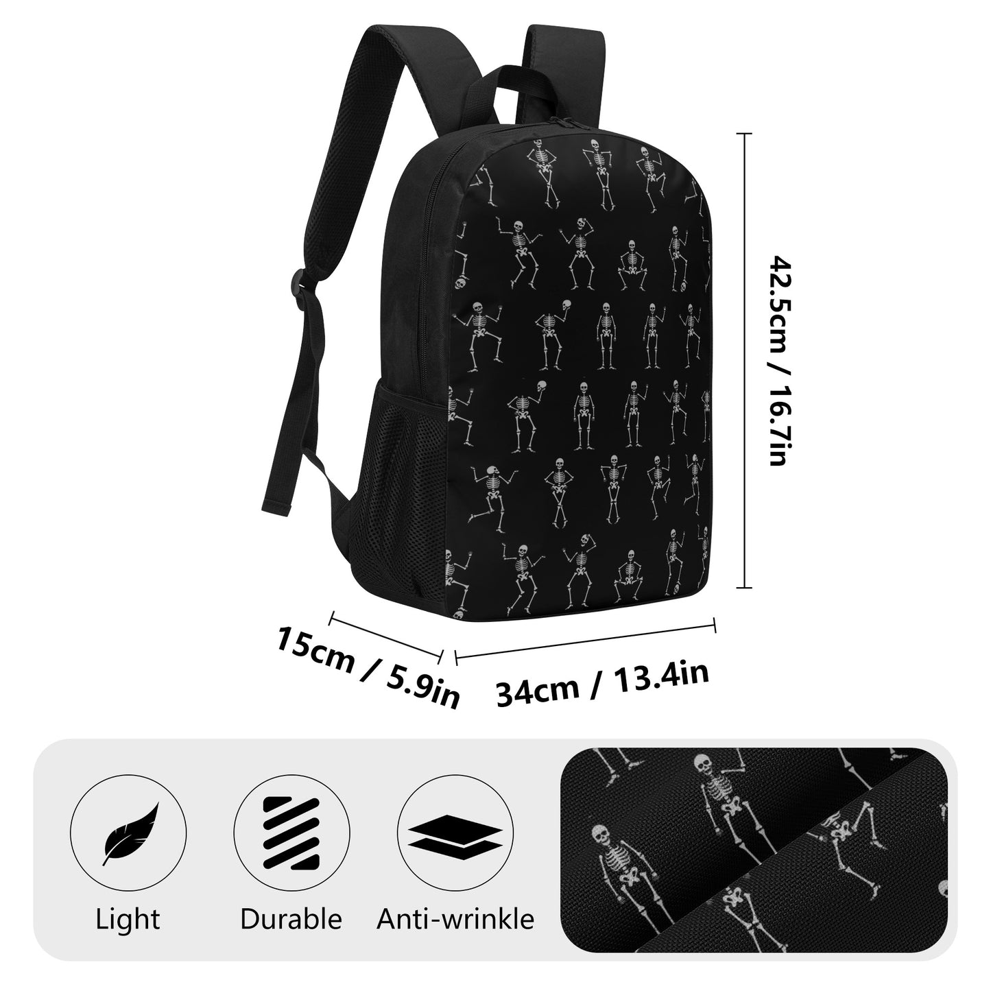 Halloween skeleton gothic 17 Inch School Backpack