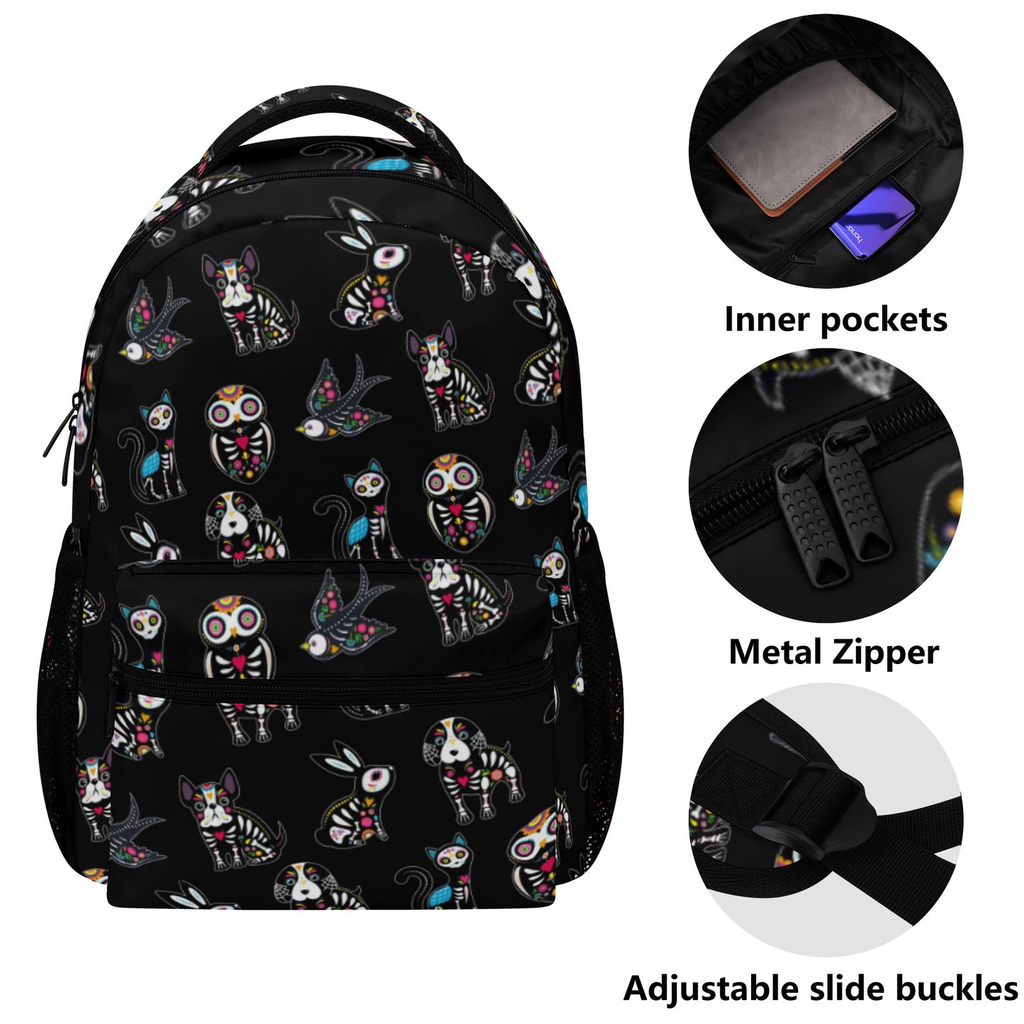 Sugar skull animal, day of the dead gothic New Casual Style School Bakcpack