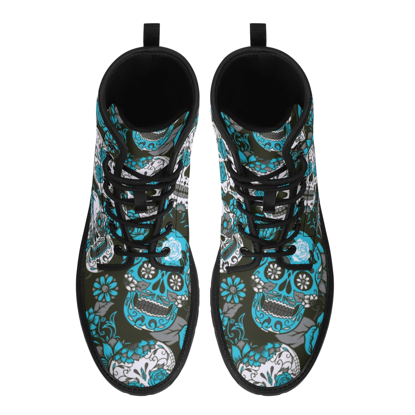Day of the dead Mexican Calaveras skull sugar skull Women's Leather Boots