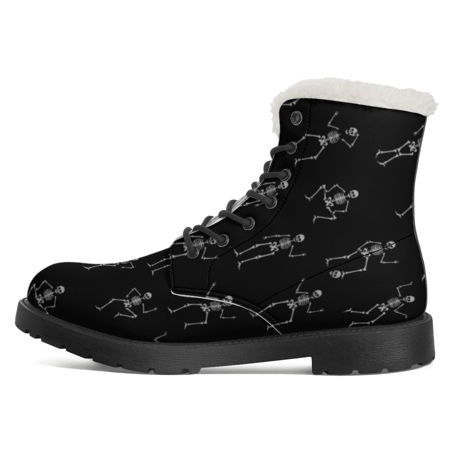 Sugar skull Calaveras skeleton Day of the dead Women's Faux Fur Leather Boots
